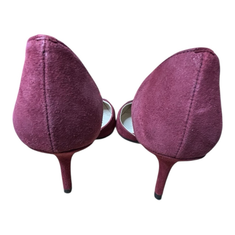 Michael Kors Burgundy Suede Kitten Heels with Rhinestone Buckle – Size 5M - Picture 9 of 11